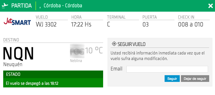 Rutas JetSmart: Córdoba – Neuquén
