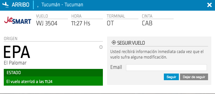 Rutas JetSmart: Tucumán – El Palomar